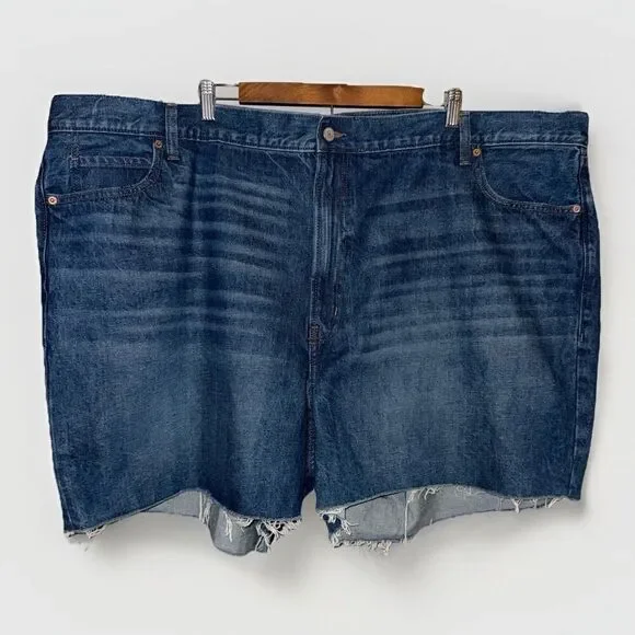 Old Navy High Rise Slouchy Blue Jean Shorts Cut Off Denim 5" Non Stretch 28 Plus - Picture 1 of 13